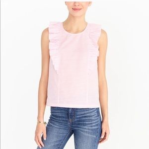 J. Crew Printed Ruffle Top in Pink